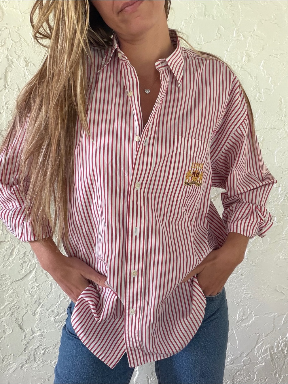 Ralph Lauren Red and White Striped Shirt